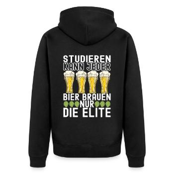 Bierbrauer Bier Brauen - Unisex Premium Bio Zip Hoodie - Schwarz - Hinten - Nico (187cm)