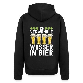 Bierbrauer Bier Brauen - Unisex Premium Bio Zip Hoodie - Schwarz - Hinten - Nico (187cm)