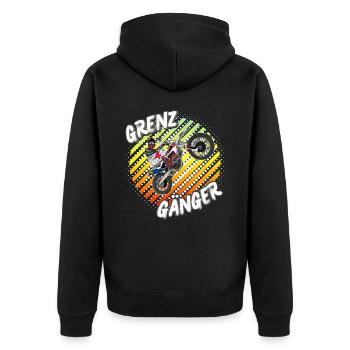 Motocross / Enduro / Freestyle mx / Dirtbike retro - Unisex Premium Bio Zip Hoodie - Schwarz - Hinten - Nico (187cm)