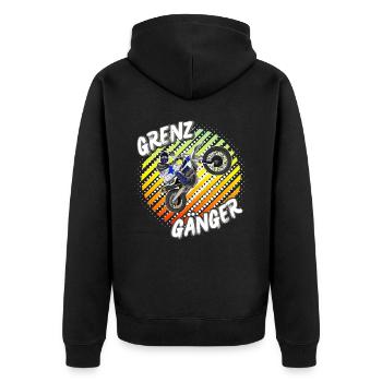 Motocross / Enduro / Freestyle mx / Dirtbike retro - Unisex Premium Bio Zip Hoodie - Schwarz - Hinten - Nico (187cm)