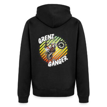 Motocross / Enduro / Freestyle mx / Dirtbike retro - Unisex Premium Bio Zip Hoodie - Schwarz - Hinten - Nico (187cm)