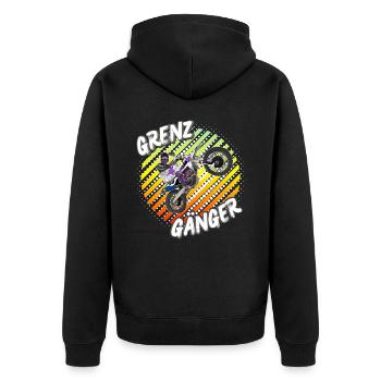 Motocross / Enduro / Freestyle mx / Dirtbike retro - Unisex Premium Bio Zip Hoodie - Schwarz - Hinten - Nico (187cm)