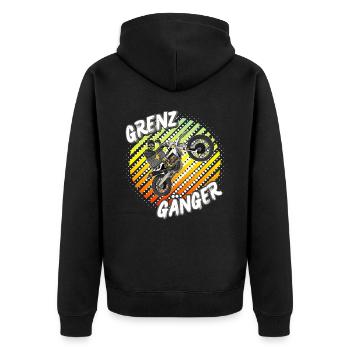 Motocross / Enduro / Freestyle mx / Dirtbike retro - Unisex Premium Bio Zip Hoodie - Schwarz - Hinten - Nico (187cm)