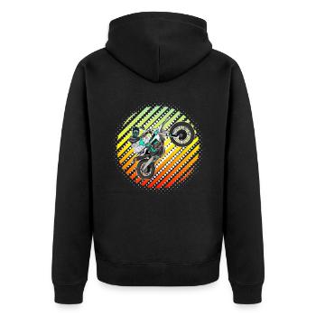Motocross / Enduro / Freestyle mx / Dirtbike retro - Unisex Premium Bio Zip Hoodie - Schwarz - Hinten - Nico (187cm)