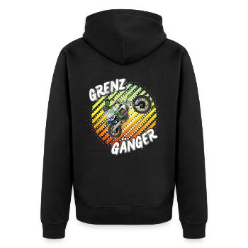Motocross / Enduro / Freestyle mx / Dirtbike retro - Unisex Premium Bio Zip Hoodie - Schwarz - Hinten - Nico (187cm)