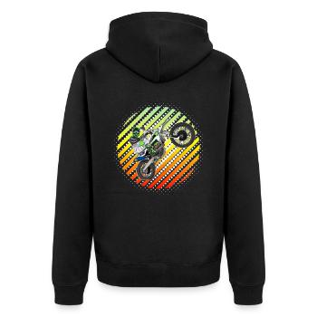 Motocross / Enduro / Freestyle mx / Dirtbike retro - Unisex Premium Bio Zip Hoodie - Schwarz - Hinten - Nico (187cm)