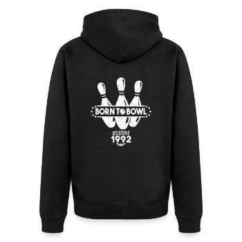 Born to Bowl Birthday 1992 Bowling Shirt - Unisex Premium Organic Zip Hoodie - black - Back - Nico (187cm)