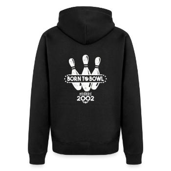 Born to Bowl Birthday 2002 Bowling Shirt - Unisex Premium Organic Zip Hoodie - black - Back - Nico (187cm)