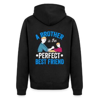 Ein Bruder Ist Der Perfekte Beste Freund Brüder - Unisex Premium Bio Zip Hoodie - Schwarz - Hinten - Nico (187cm)