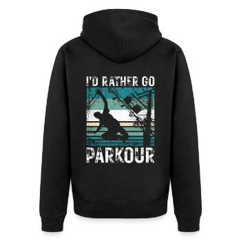 Parkour Free Running Traceur - Unisex Premium Organic Zip Hoodie - black - Back - Nico (187cm)