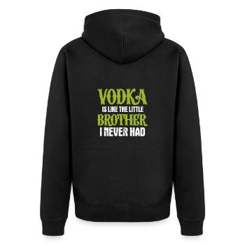 Grosser Bruder Geschwister Schwester Geschenk - Unisex Premium Bio Zip Hoodie - Schwarz - Hinten - Nico (187cm)