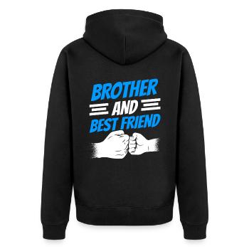 Bruder Und Bester Freund Team Brüder Freundschaft - Unisex Premium Bio Zip Hoodie - Schwarz - Hinten - Nico (187cm)