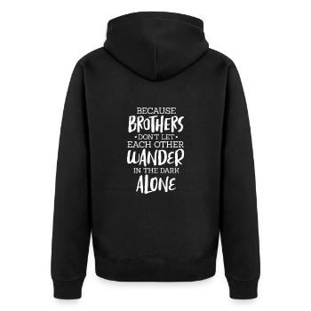 Grosser Bruder Geschwister Schwester Geschenk - Unisex Premium Bio Zip Hoodie - Schwarz - Hinten - Nico (187cm)