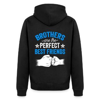 Brüder Sind Die Perfekten Besten Freunde Freund - Unisex Premium Bio Zip Hoodie - Schwarz - Hinten - Nico (187cm)
