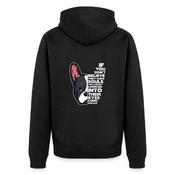 Boston Terrier Hund Hunde Hundeliebhaber Geschenk - Unisex Premium Bio Zip Hoodie - Schwarz - Hinten - Nico (187cm)