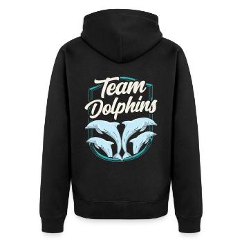 Team Dolphin Dolphins Dolphin Lover Dolphin - Unisex Premium Organic Zip Hoodie - black - Back - Nico (187cm)