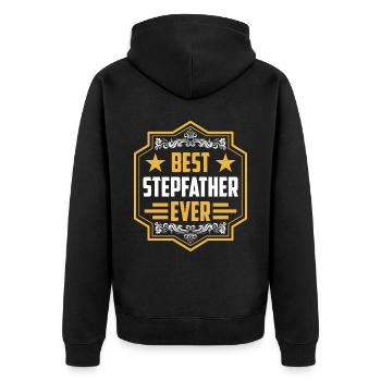 Bester Stiefvater Aller Zeiten Stepdad Stiefpapa - Unisex Premium Bio Zip Hoodie - Schwarz - Hinten - Nico (187cm)