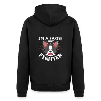 Boston Terrier Hund Hunde Hundeliebhaber Geschenk - Unisex Premium Bio Zip Hoodie - Schwarz - Hinten - Nico (187cm)