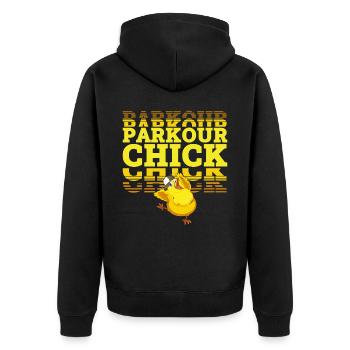 Parkour Free Running Traceur - Unisex Premium Organic Zip Hoodie - black - Back - Nico (187cm)
