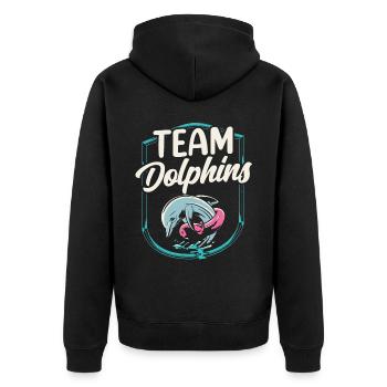 Team Dolphins Dolphin Dolphin Lovers - Unisex Premium Organic Zip Hoodie - black - Back - Nico (187cm)