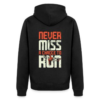 Parkour Free Running Traceur - Unisex Premium Bio Zip Hoodie - Schwarz - Hinten - Nico (187cm)