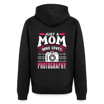 Only one mother Loves photography Mom's camera - Unisex Premium Organic Zip Hoodie - black - Back - Nico (187cm)