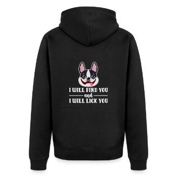 Boston Terrier Hund Hunde Hundeliebhaber Geschenk - Unisex Premium Bio Zip Hoodie - Schwarz - Hinten - Nico (187cm)