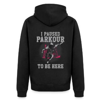 Parkour Free Running Traceur - Unisex Premium Organic Zip Hoodie - black - Back - Nico (187cm)