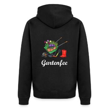 Gartenfee Gartenliebe Pflanzen Gärtner Garten - Unisex Premium Bio Zip Hoodie - Schwarz - Hinten - Nico (187cm)
