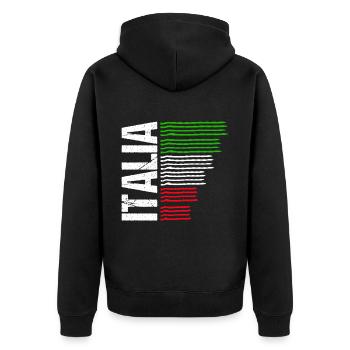 Italia Fußball Trikot Italien Geschenk Soccer - Unisex Premium Bio Zip Hoodie - Schwarz - Hinten - Nico (187cm)