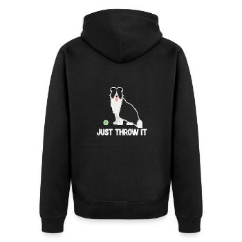 Border Collie - Unisex Premium Organic Zip Hoodie - black - Back - Nico (187cm)