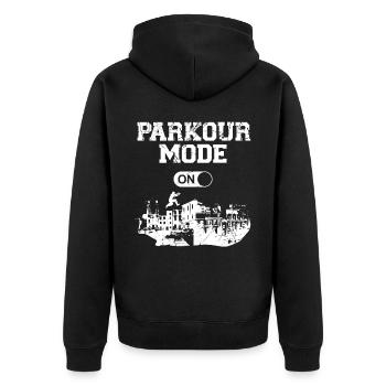 Parkour Free Running Traceur - Unisex Premium Organic Zip Hoodie - black - Back - Nico (187cm)
