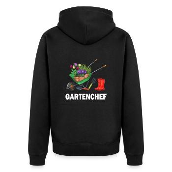 Gartenchef Gartenliebe Pflanzen Gärtner Garten - Unisex Premium Bio Zip Hoodie - Schwarz - Hinten - Nico (187cm)