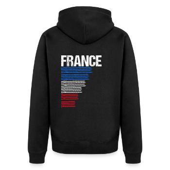 France Fußball Trikot Frankreich Trikot Geschenk - Unisex Premium Bio Zip Hoodie - Schwarz - Hinten - Nico (187cm)
