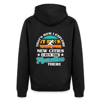 Marathon Competition Sport Ultramarathon Battle - Unisex Premium Organic Zip Hoodie - black - Back - Nico (187cm)