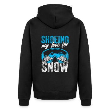 Schnee Schneeschuh Winter Wandern - Unisex Premium Bio Zip Hoodie - Schwarz - Hinten - Nico (187cm)