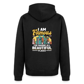 Tour Sightseeing US Amerikanischer Reiseleiter - Unisex Premium Bio Zip Hoodie - Schwarz - Hinten - Nico (187cm)