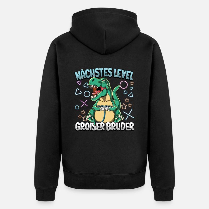 Nächstes Level Großer Bruder - Unisex Premium Bio Zip Hoodie - Schwarz
