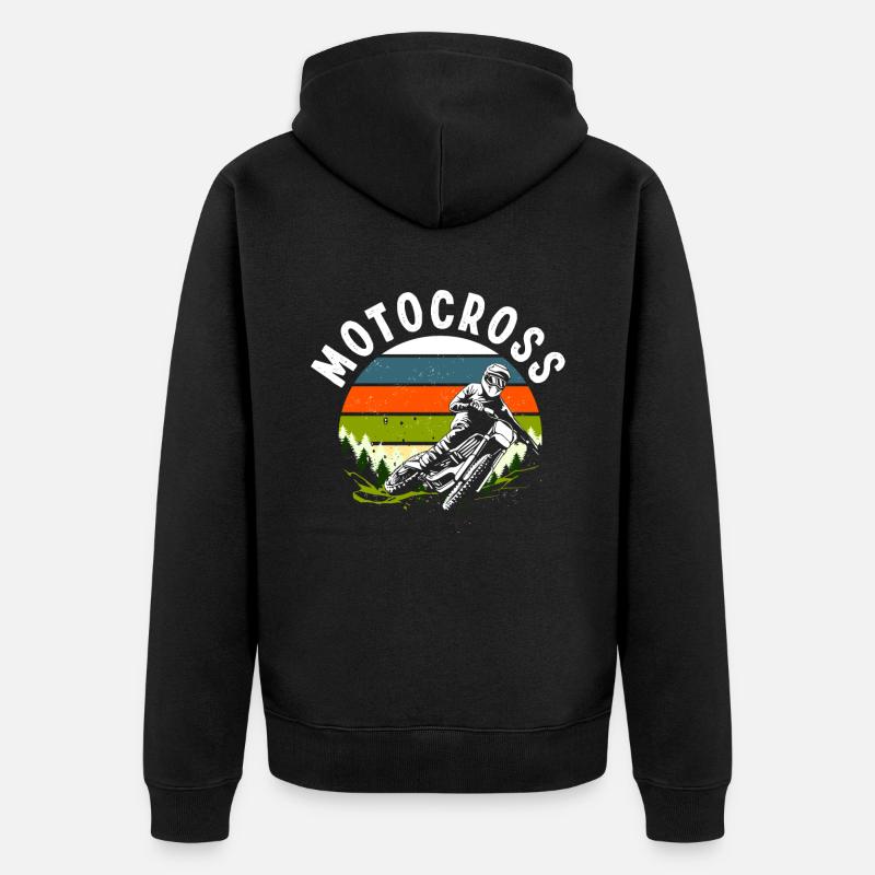 Motocross rétro - Veste à capuche bio Premium Unisexe - noir