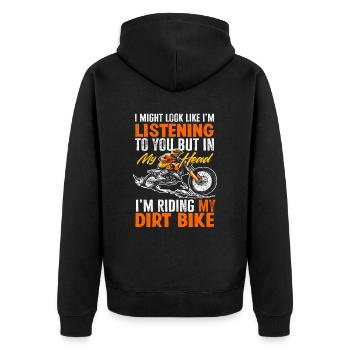 Motocross Hobby Rennsport Dirt Bike - Unisex Premium Bio Zip Hoodie - Schwarz - Hinten - Nico (187cm)