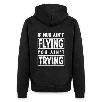Motocross Spruch Matsch - Unisex Premium Bio Zip Hoodie - Schwarz - Hinten - Nico (187cm)