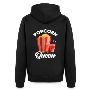 Film Popcorn Liebhaberin - Unisex Premium Bio Zip Hoodie - Schwarz - Hinten - Nico (187cm)