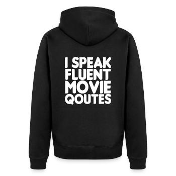 Film Filzitate Saying - Unisex Premium Organic Zip Hoodie - black - Back - Nico (187cm)