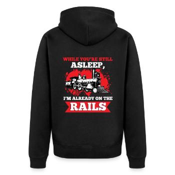 Railway Trainspotting Railway Engineer - Unisex Premium Organic Zip Hoodie - black - Back - Nico (187cm)