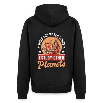 Mars Astronomie Wissenschaft Weltraumforschung - Unisex Premium Bio Zip Hoodie - Schwarz - Hinten - Nico (187cm)
