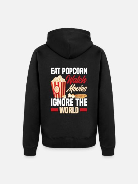 Film Popcorn Cinema - Uniseks Premium bio ziphoodie - zwart