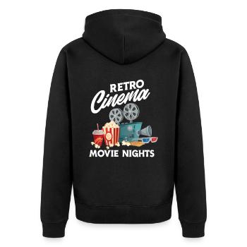 Retro Film Filmliebhaber Filmfan - Unisex Premium Bio Zip Hoodie - Schwarz - Hinten - Nico (187cm)