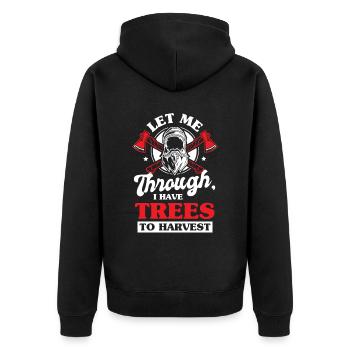 Kettensäge Schnitzen Holzfäller Holzbearbeitung - Unisex Premium Bio Zip Hoodie - Schwarz - Hinten - Nico (187cm)