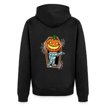 Pumpkin mummy in the grave - Unisex Premium Organic Zip Hoodie - black - Back - Nico (187cm)
