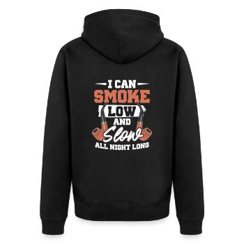 Rauchen Tabak Haschisch Meth Unkraut Zigarre Pfeif - Unisex Premium Bio Zip Hoodie - Schwarz - Hinten - Nico (187cm)